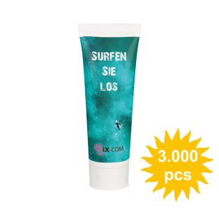 White tube with with screw cap with spf 50 sun lotion