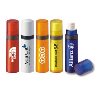 Personalised sun spray available in 5 standard colours